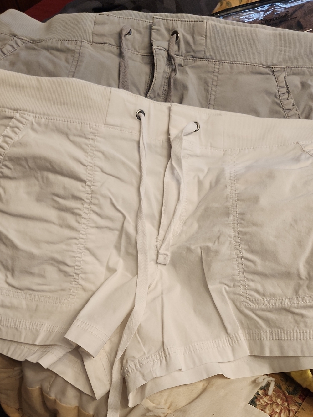 a.n.a 2 Pair Women's Drawstring Athletic Shorts in White and Light Gray